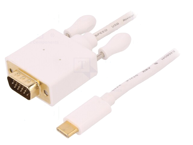 Adapter; USB 3.1; D-Sub 15pin HD stekker,USB-C-stekker; 1m; wit Adapter; USB 3.1; D-Sub 15pin HD stekker,USB-C-stekker; 1m; wit